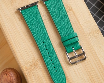 Emerald Green Epsom Calfskin Handmade Apple Watch strap