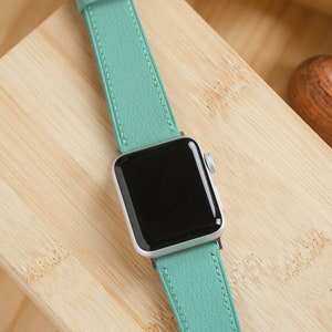Tiff Blue French Goatskin Leather Apple Watch Strap/Band image 3