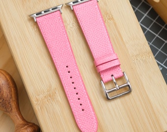 Sakura Pink Epsom French Calfskin Apple Watch Band