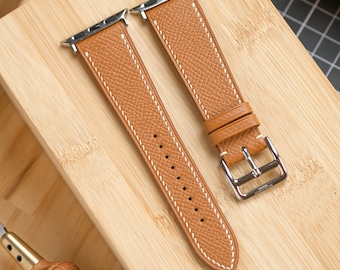 Handmade Epsom French Calfskin Leather Apple Watch Band Strap