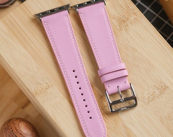 Pink Swift Italian Calfskin Handmade Apple Watch strap