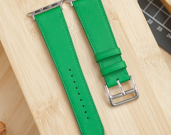 Kelly Green Swift Italian Calfskin Watch Strap for Apple Watch Series 3 5 6 7 8 Ultra Etsy UK