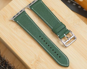 Dark Green Epsom French Calfskin Apple Watch Band