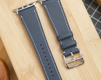 Navy Epsom Leather Apple Watch Strap: French Calfskin Band