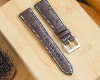 Dark Brown Ostrich Leather Watch Strap