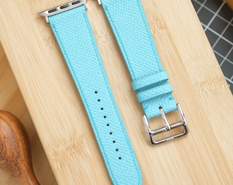 Handmade Turquoise Epsom Leather Apple Watch Band