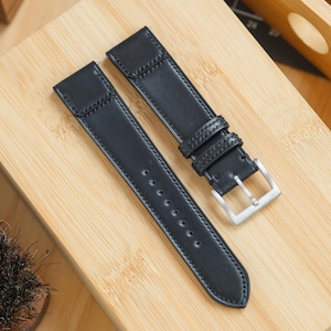 Cinturino per orologio in cordovan nero Shell - piegato al contrario per JLC REVERSO
