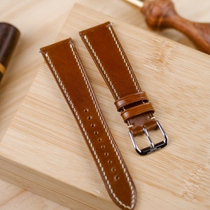 Cognac Shell Cordovan Watch Strap - Handmade Japanese Style