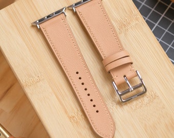 Pale Nude Swift Italian Calfskin Apple Watch Band - For Series 3 5 6 7 8 Ultra