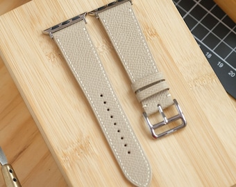 Handmade Beige Epsom Leather Apple Watch Band