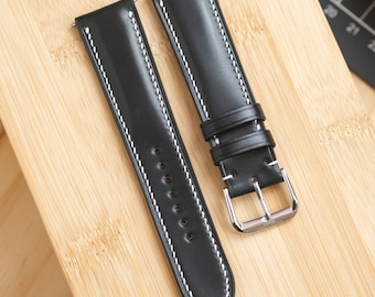 Black Horween Shell Cordovan Watch Strap