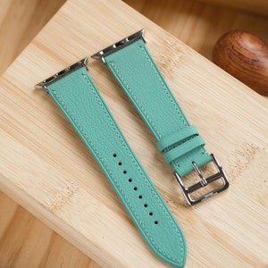 Tiff Blue French Goatskin Leather Apple Watch Strap/Band image 1