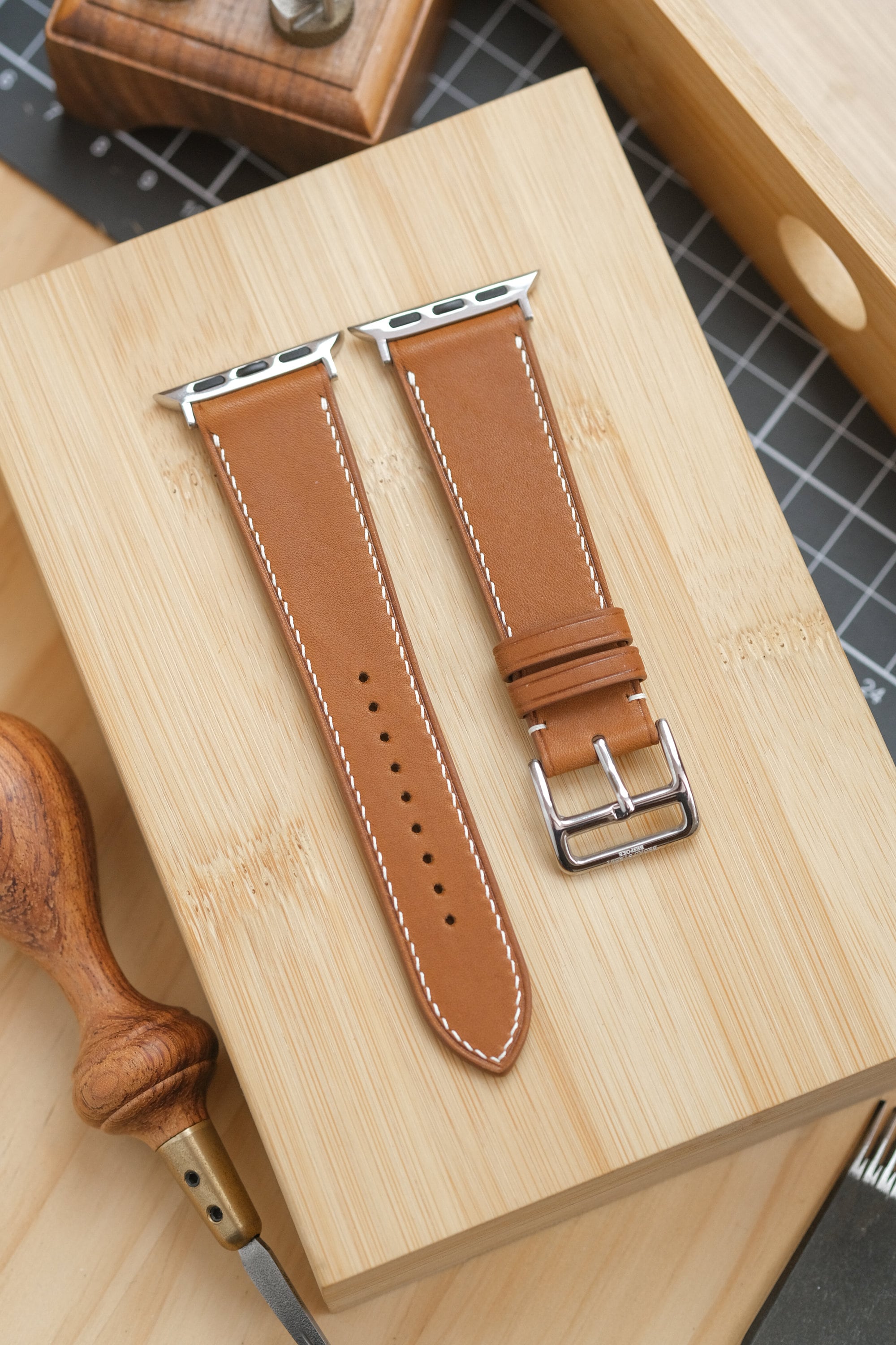 Black Barenia Calf (Padded) Leather Strap - Artisan Straps