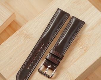 Horween Color 8 (Burgundy) Shell Cordovan Watch Strap