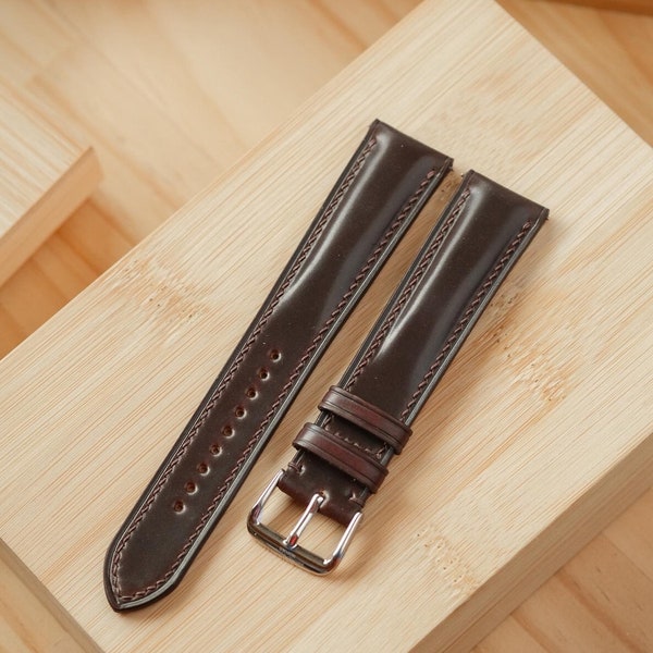 Horween Color 8 (Burgundy) Shell Cordovan Watch Strap