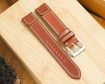 Cognac Shell Cordovan Watch Strap for JLC Reverso & Other Watches