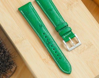 Kelly Green Ostrich Leather Watch Strap