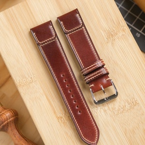 Garnet Red Shell Cordovan Watch Strap for JLC Reverso 16mm 17mm 18mm 19mm 20mm 21mm 22mm
