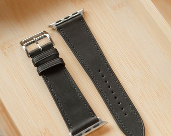 Handmade Black Novonappa Leather Apple Watch Band