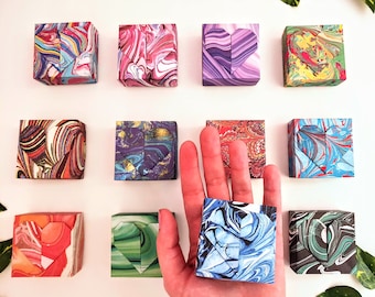 12 Origami Heart Gift Boxes – Cherry Blossom, Blue & White, Marbled