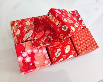 7-Pack Origami Gift Boxes – Red Patterned Mini Paper Boxes for Jewelry, Party Favors, Wedding
