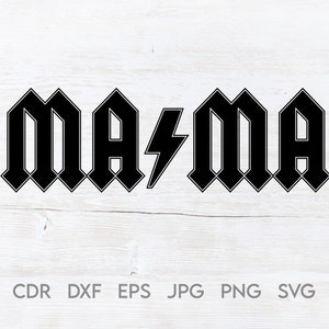 Rock maman svg, signe maman, clipart maman hard rock, maman vie svg, silhouette maman rock n roll