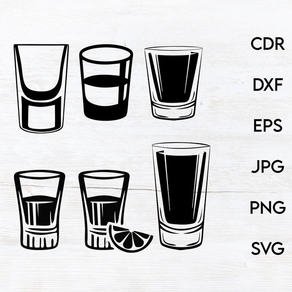 Shot glass svg cut file, instant download alcohol glass silhouette, printable glass shot glass clipart, vector glass silhouette