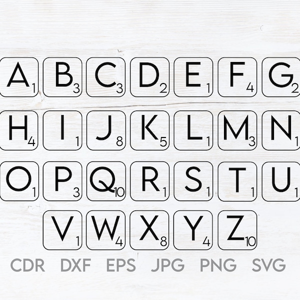Scrabble font svg, Scrabble alphabet, Scrabble letters, Scrabble tiles svg, game font, game letters