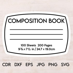 Composition book svg, journal notebook cover print, teacher gift svg, notebook cover svg