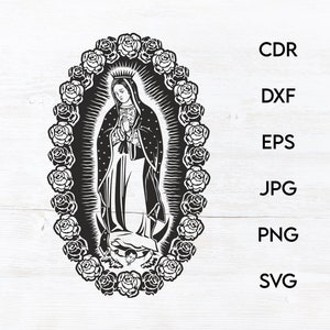 Virgin Mary svg diseño, silueta cristiana vector, arte bíblico digital, Jesucristo descarga instantánea archivos cortados, religión imprimible svg