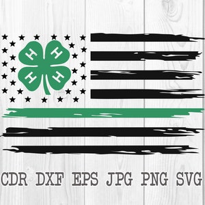 4H clover vector silhouette, instant download green 4-h clover printable design, four leaf clover flag vector silhouette