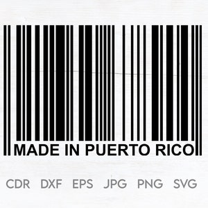 Made in Porto Rico svg, gemacht in San Juan png, Strichcode-Silhouette