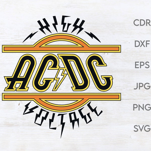 AC/DC High Voltage svg, Acdc band svg, Malcolm and Angus svg, rock n roll png, hard rock clipart, back in black print