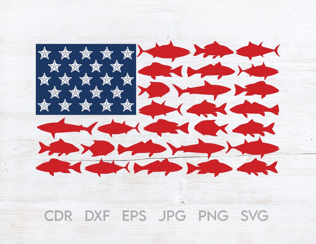 Fish Flag Svg, American Flag Fishing Svg, Fishing Usa Flag Svg, America