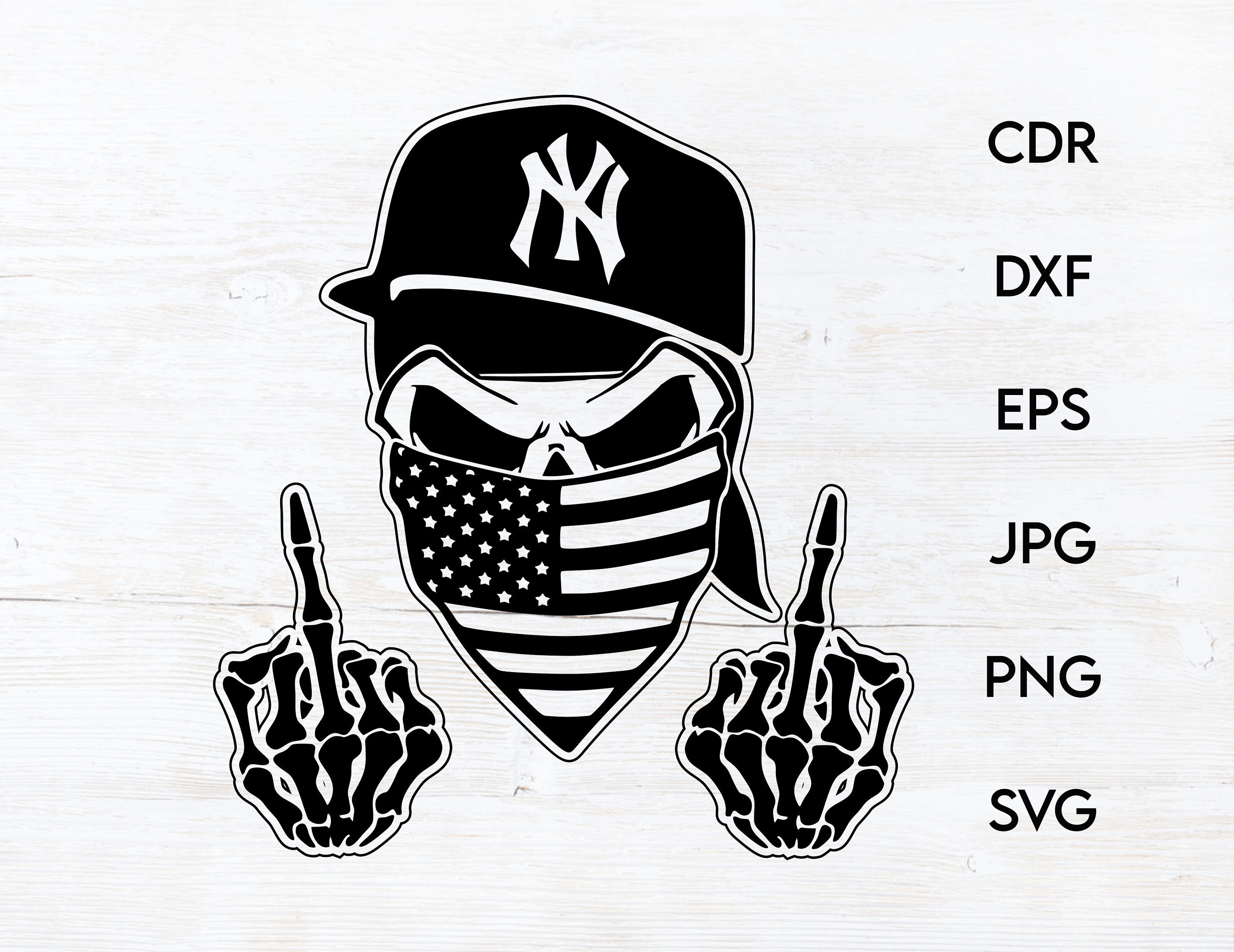 Download Middle Finger Svg Printable Design Vector Skull Silhouette Etsy
