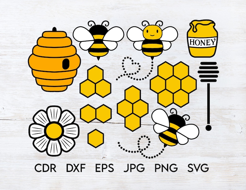 Download Honey svg printable design vector bee set instant download ...