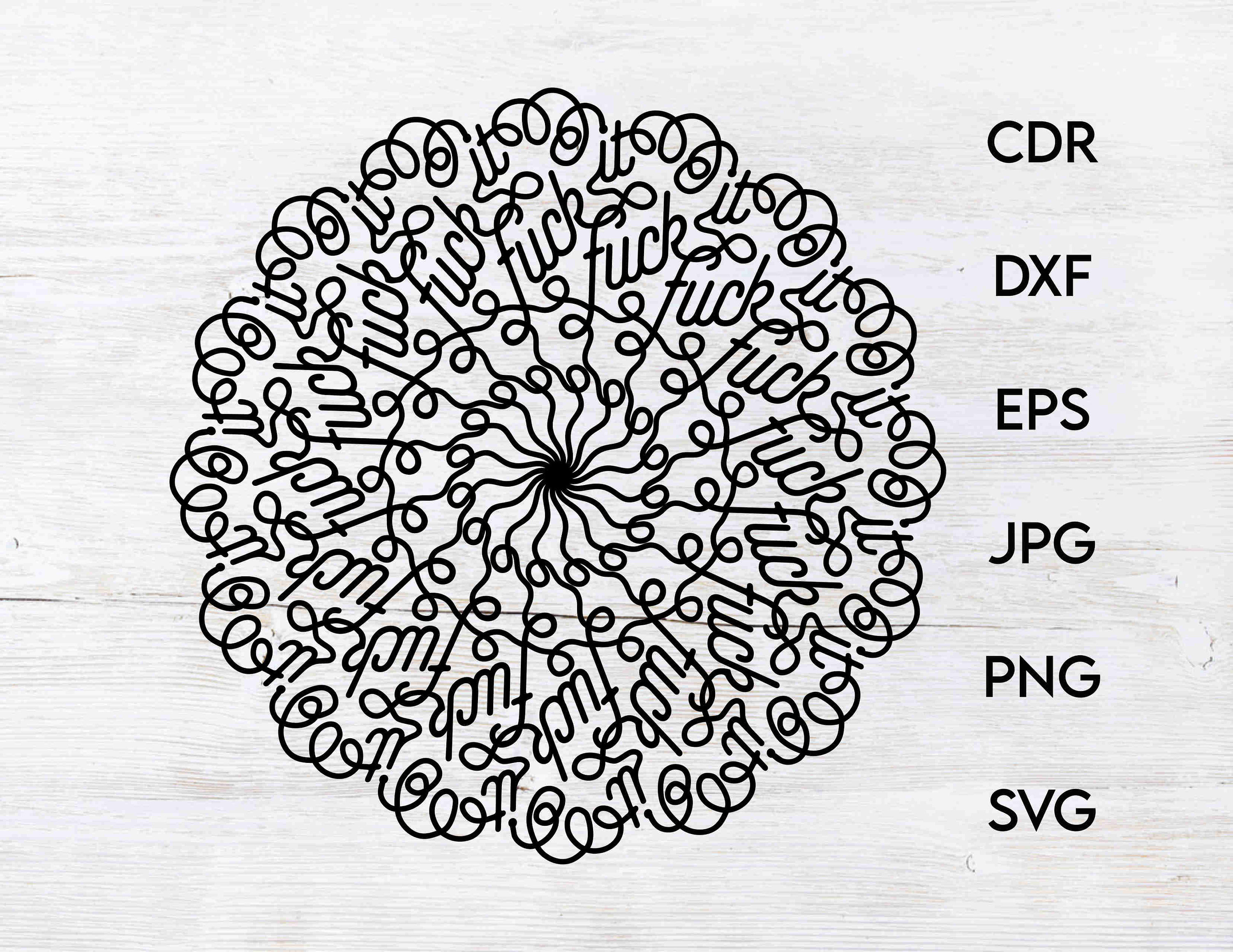 Download F Word Mandala Svg Clipart Handlettered Mandala Cut File Etsy