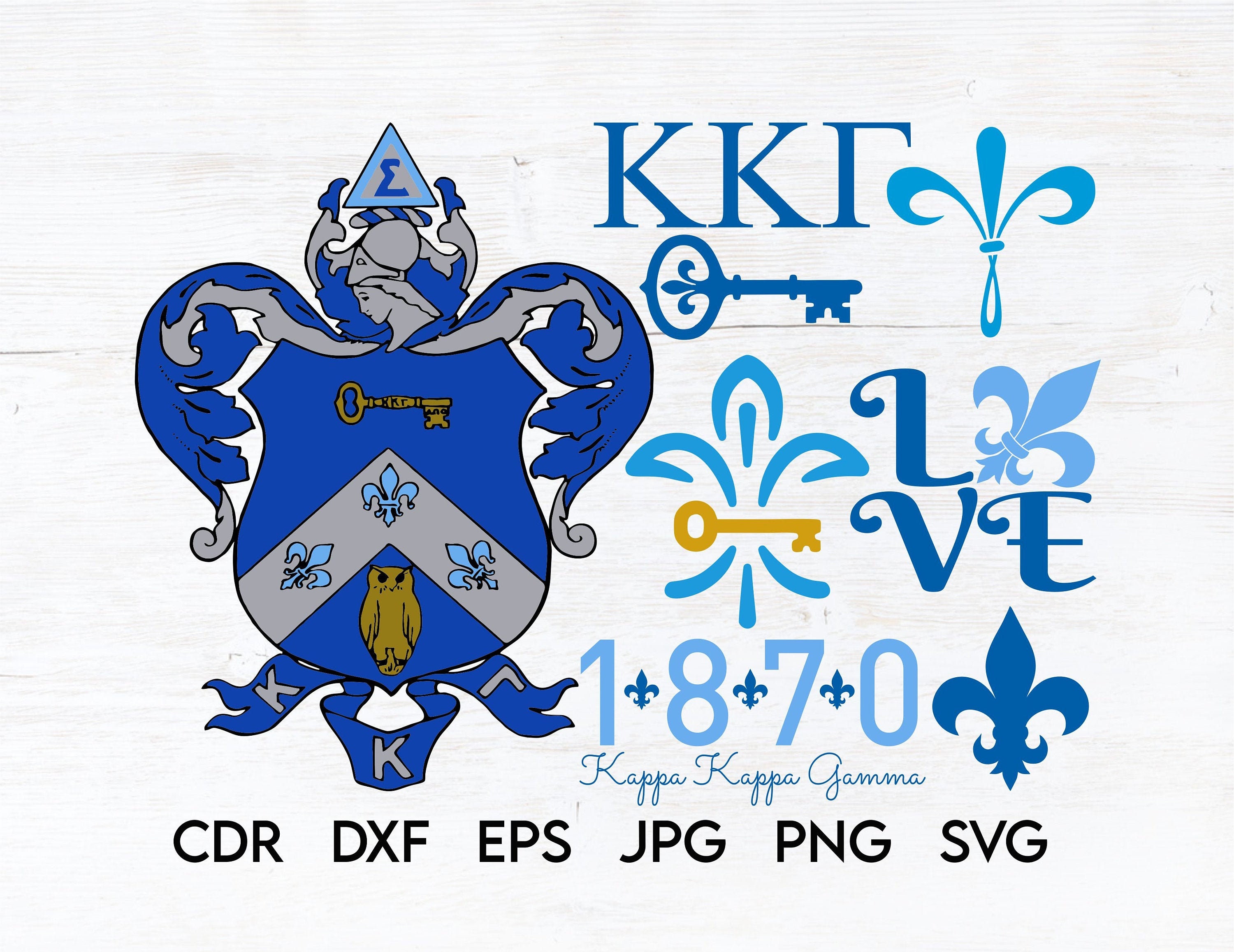 Kappa Kappa Gamma sorority vector greek sorority gift Etsy