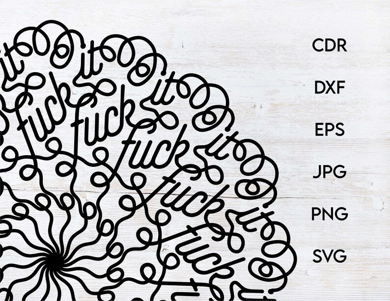 Download F Word Mandala Svg Clipart Handlettered Mandala Cut File Etsy