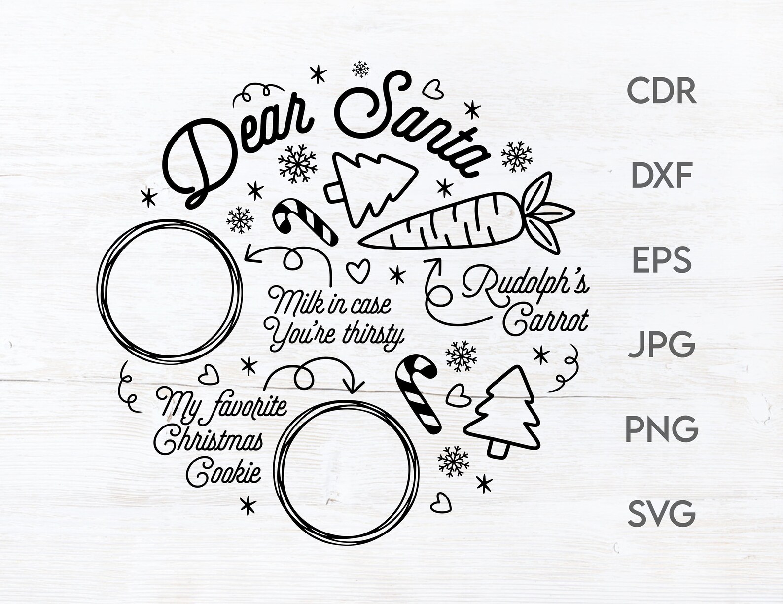 Santa Cookie Plate Svg Print Dear Santa Tray Vector | Etsy Australia