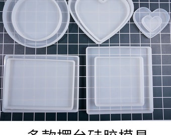Crystal drops diy handmade silica gel mould for table setting, which is super round, heart-shaped and rectangular
