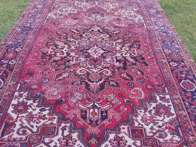 8x11 Feet Persian Heriz Antique Old Rug Hand Knot Vintage Area Rug
