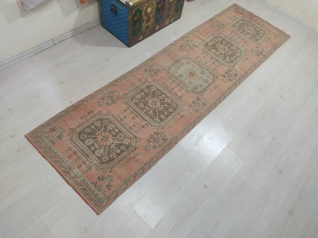 3x10 Feet/ Antique Old Runner Rug Wide Runner Rug Colors Neutral ...