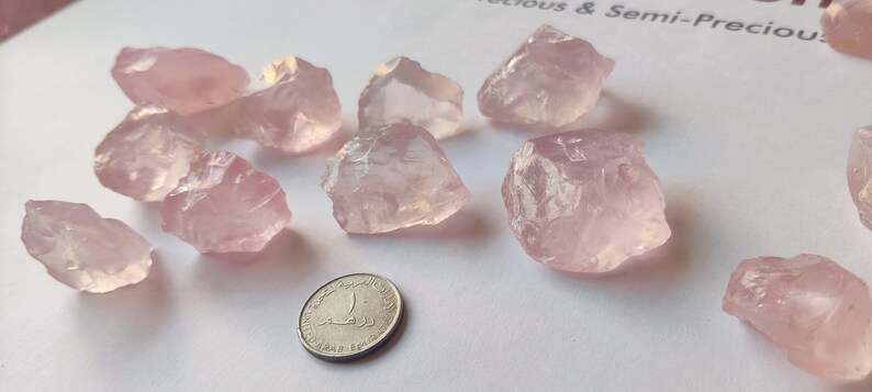Naturlig rosenkvarts grov parti: Transparenta rosa ädelstenar bild 4