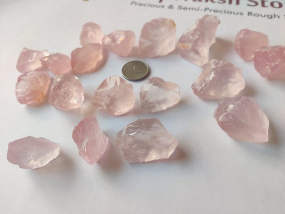 Natural Rose Quartz Rough Lot: Transparent Pink Gemstones