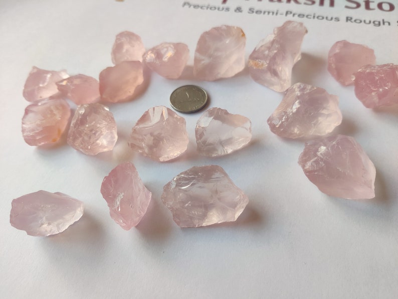 Naturlig rosenkvarts grov parti: Transparenta rosa ädelstenar bild 1