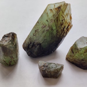 Rare! Rutile In Beryl / Rough Gemstone / Rough Beryl / Raw Beryl / Rutile / 77 Grams / 4 Stones / Rough Gemstone Parcel