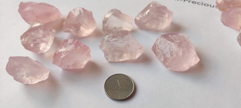 Naturlig rosenkvarts grov parti: Transparenta rosa ädelstenar bild 5