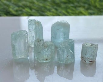 Raw Aquamarine Crystals, Natural Rough Gemstone, 6 Pcs, Jewelry Making Stone