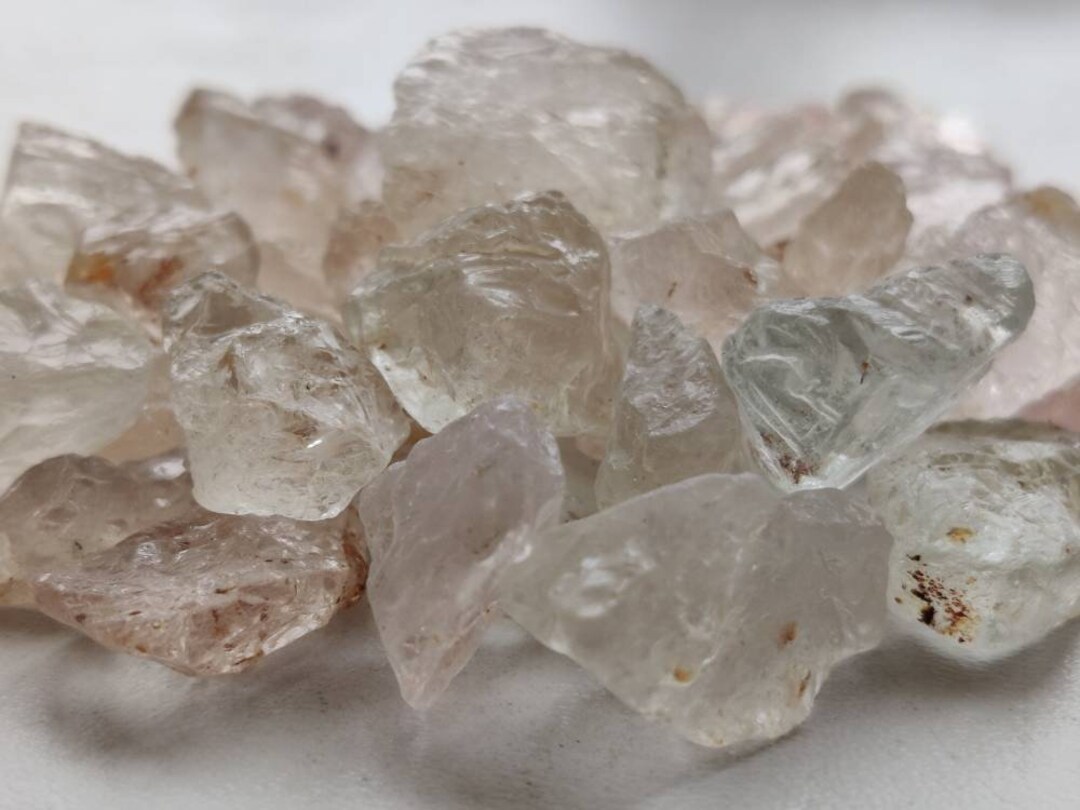 Natural Morganite Rough Gemstone / 50 Gram Sack / Transparent / Light